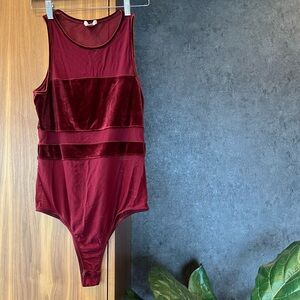 Burgundy Velvet Whimsigoth Bodysuit